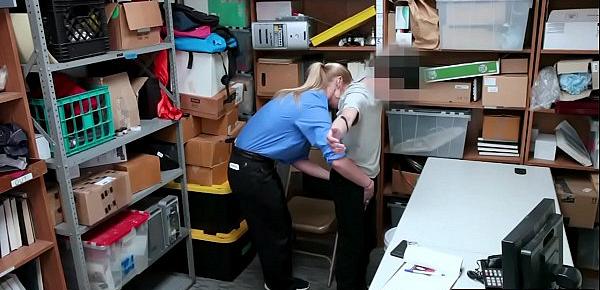  MILF mall cop Rachael Cavalli catches and fucks a thief